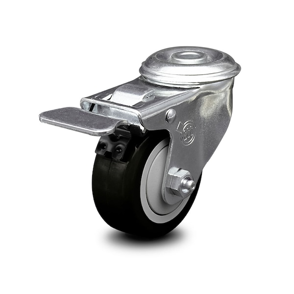 3.5 Inch Black Polyurethane Wheel Bolt Hole Caster with Total Lock Brake SCC